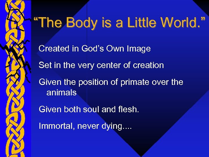 “The Body is a Little World. ” Created in God’s Own Image Set in