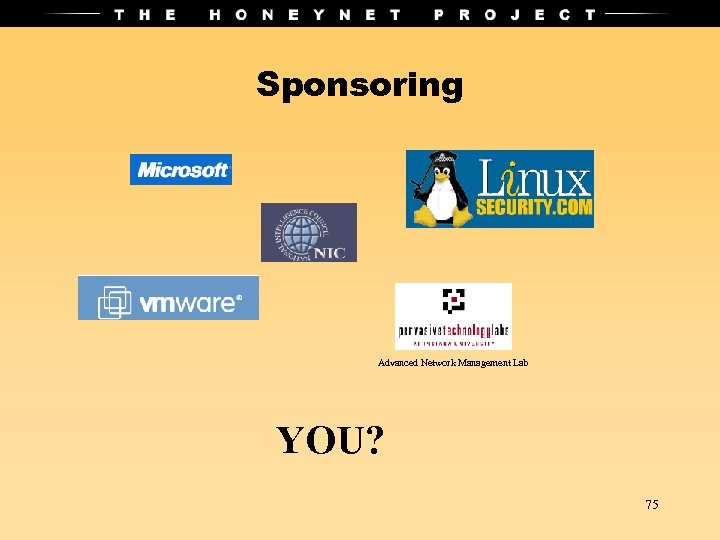 Sponsoring Advanced Network Management Lab YOU? 75 