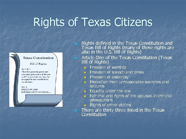 Texas Constitution and Limited Government Seven Principles of