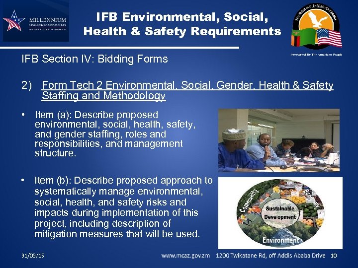 IFB Environmental, Social, Health & Safety Requirements IFB Section IV: Bidding Forms 2) Form