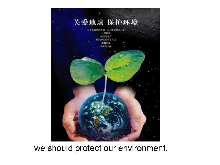 we should protect our environment. 