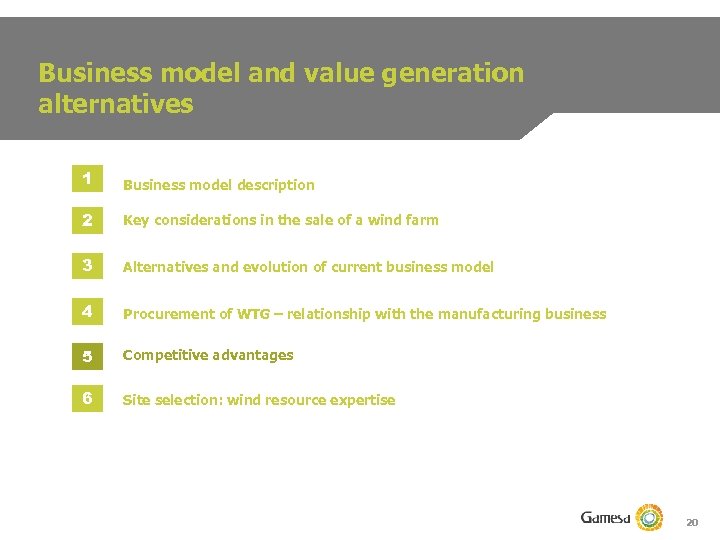 Business model and value generation alternatives 1 Business model description 2 Key considerations in