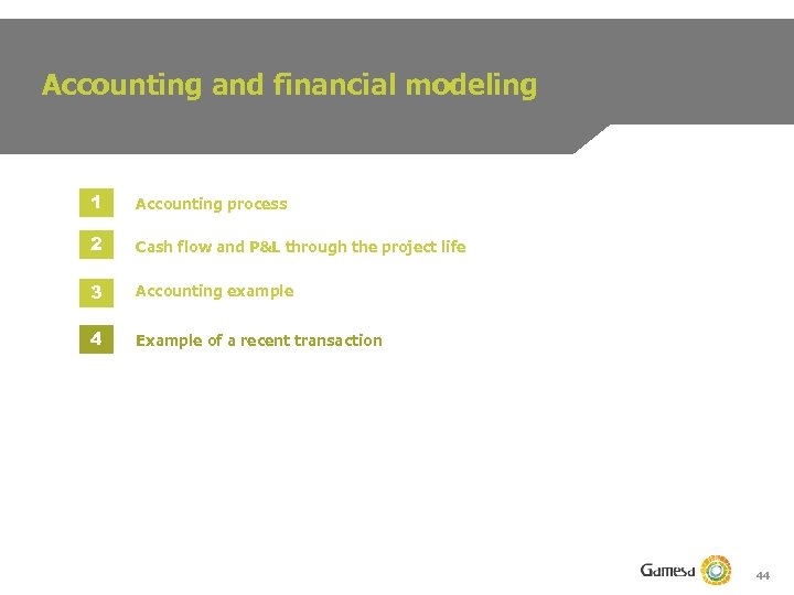 Accounting and financial modeling 1 Accounting process 2 Cash flow and P&L through the