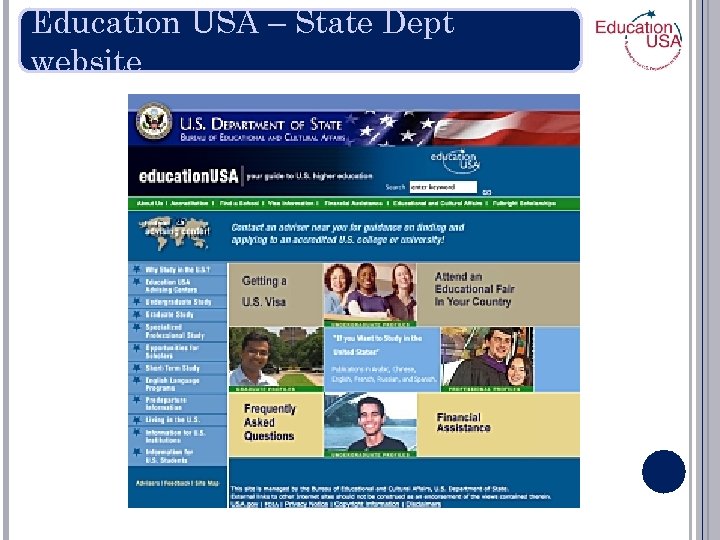 Education USA – State Dept website 