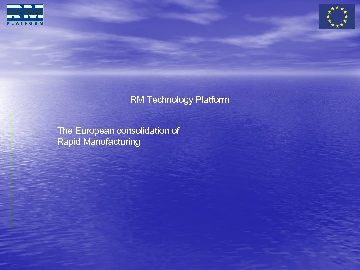 RM Technology Platform The European consolidation of Rapid Manufacturing 