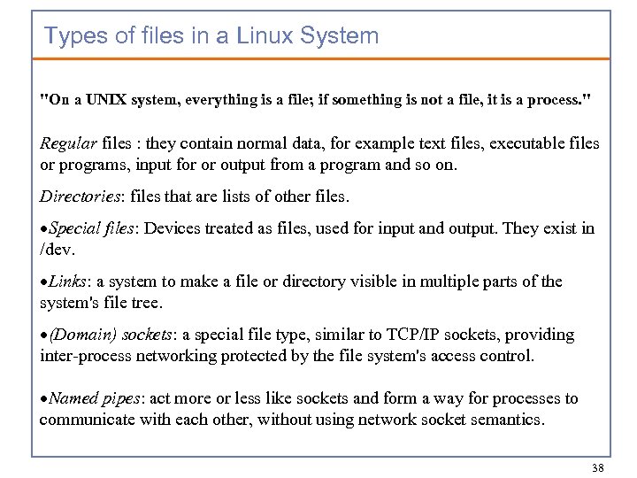 Types of files in a Linux System 
