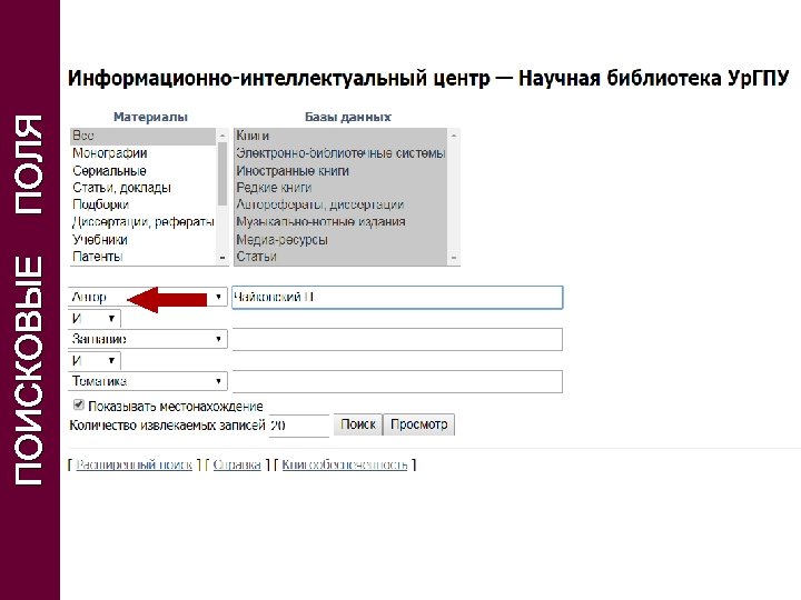 ПОИСКОВЫЕ ПОЛЯ 
