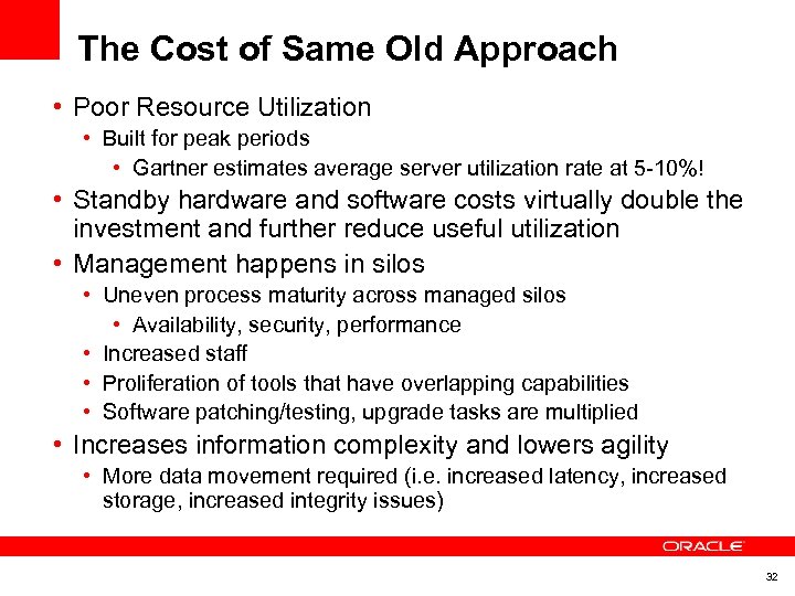 The Cost of Same Old Approach • Poor Resource Utilization • Built for peak