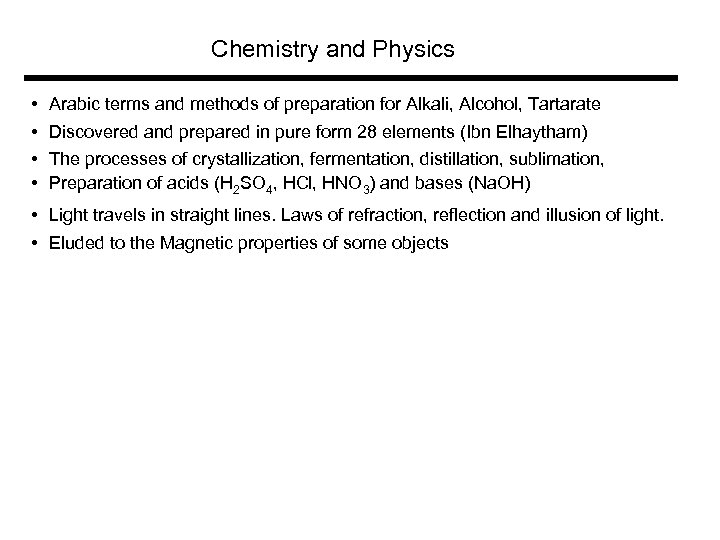 Chemistry and Physics • Arabic terms and methods of preparation for Alkali, Alcohol, Tartarate