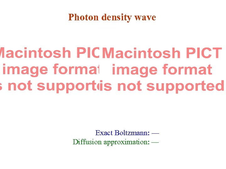 Photon density wave Right going Exact Boltzmann: — Diffusion approximation: — Left going 