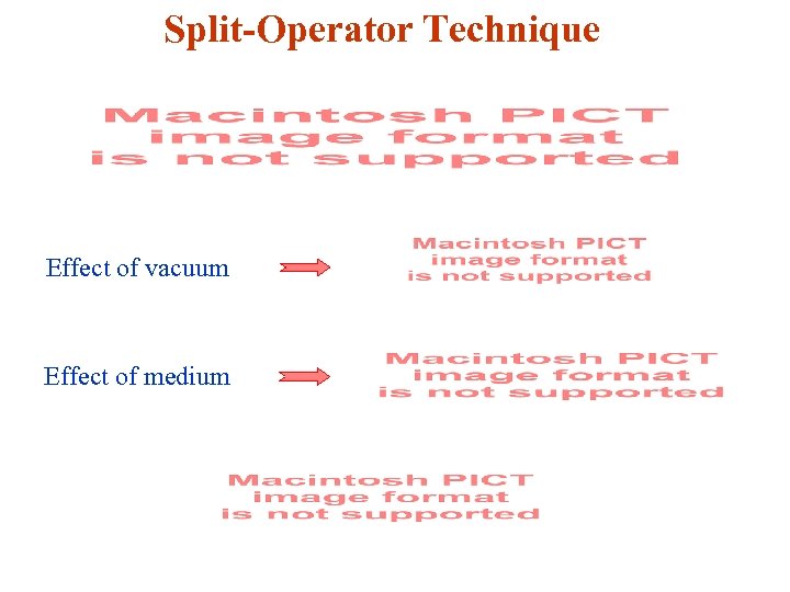 Split-Operator Technique Effect of vacuum Effect of medium 