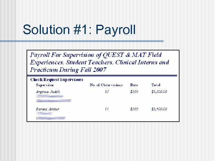 Solution #1: Payroll 