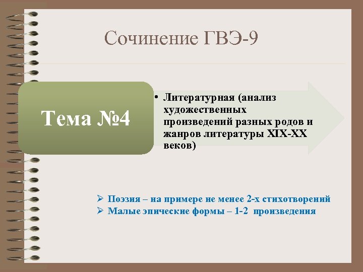 Сочинение ГВЭ-9 Тема № 4 • Литературная (анализ художественных произведений разных родов и жанров