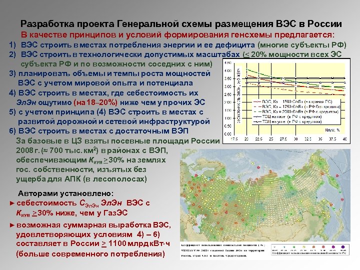 Разработка проекта Генеральной схемы размещения ВЭС в России В качестве принципов и условий формирования