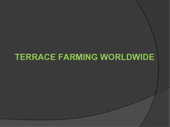 TERRACE FARMING WORLDWIDE 