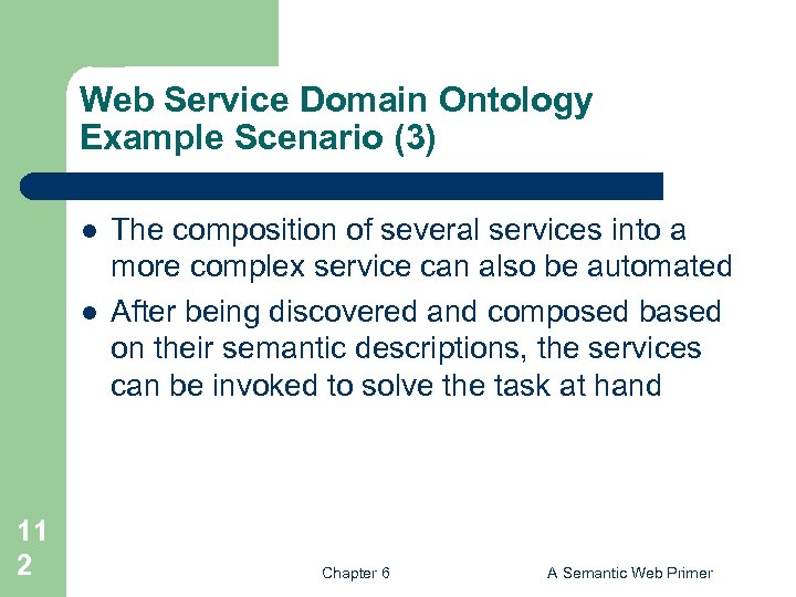 Web Service Domain Ontology Example Scenario (3) l l 11 2 The composition of