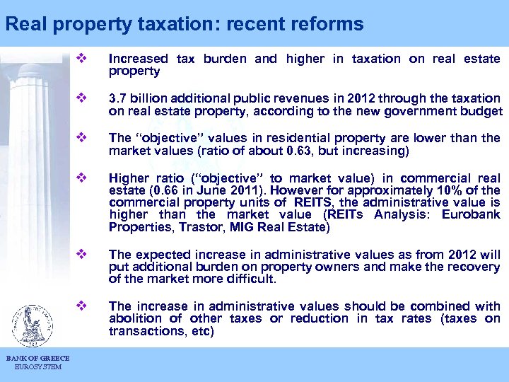 Real property taxation: recent reforms v v 3. 7 billion additional public revenues in