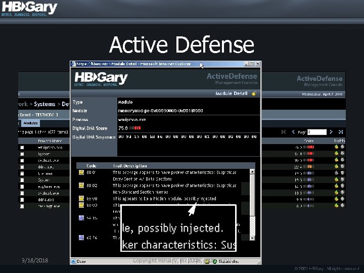 Active Defense 3/18/2018 Copyright HBGary, Inc 2008, 2009, 2010 