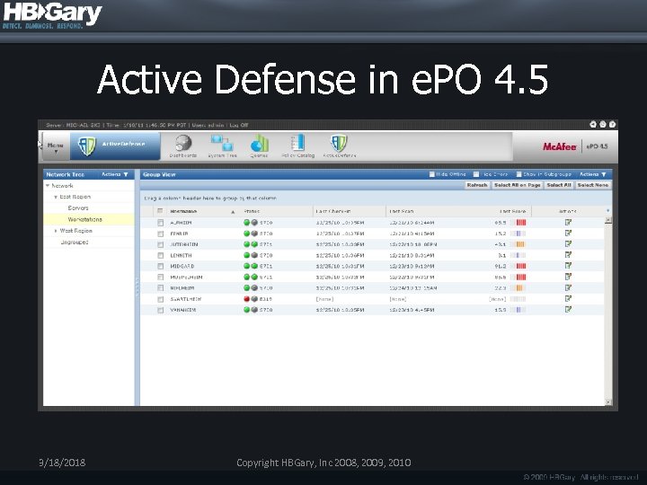 Active Defense in e. PO 4. 5 3/18/2018 Copyright HBGary, Inc 2008, 2009, 2010