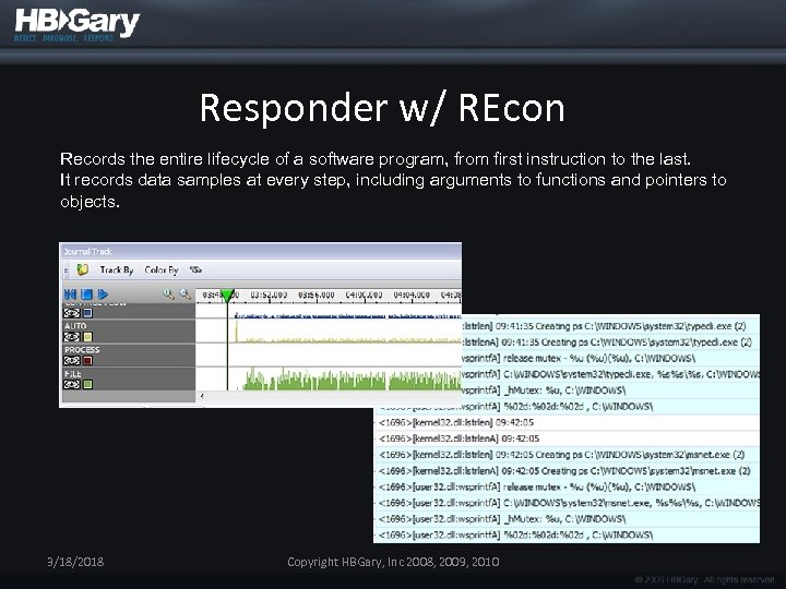 Responder w/ REcon Records the entire lifecycle of a software program, from first instruction