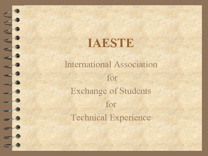 IAESTE International Association for Exchange of Students for Technical Experience 