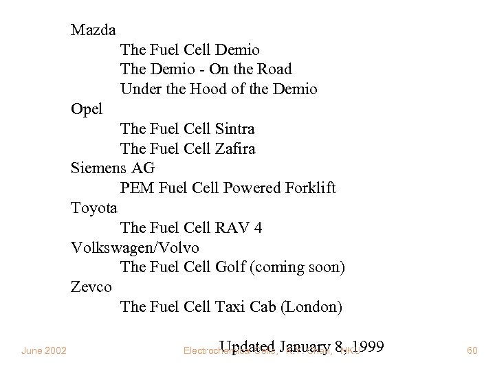 Mazda The Fuel Cell Demio The Demio - On the Road Under the Hood