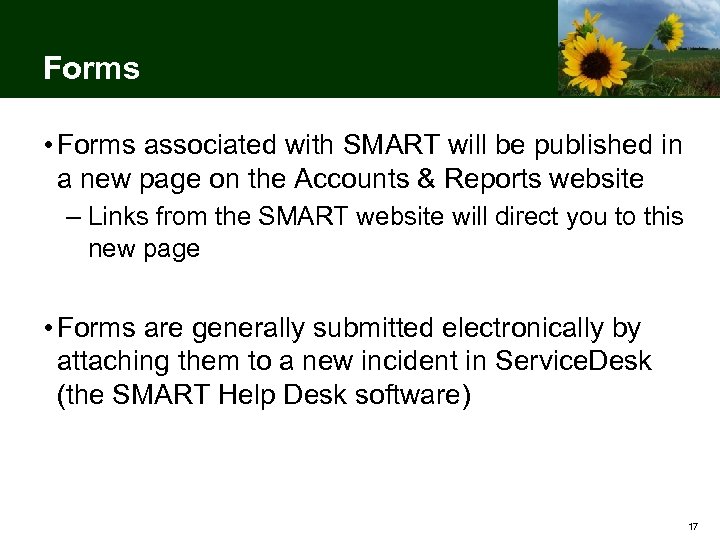 Forms • Forms associated with SMART will be published in a new page on