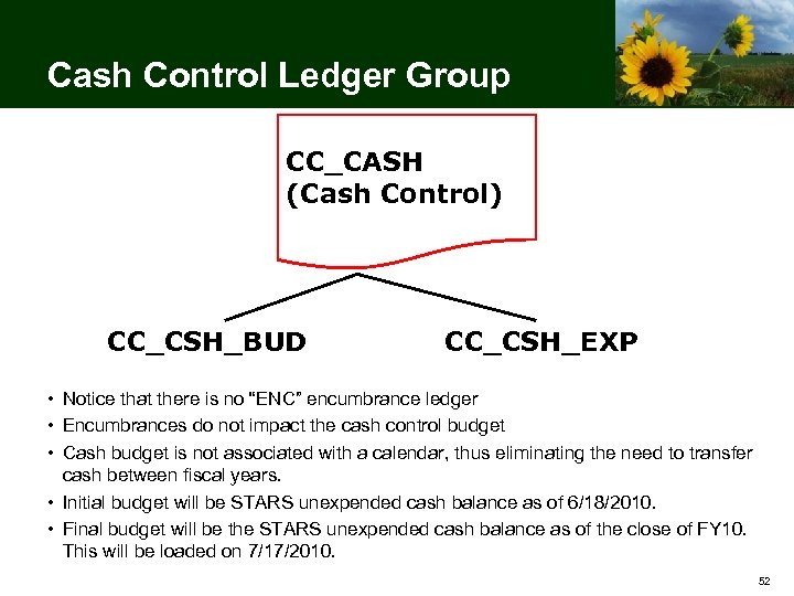 Cash Control Ledger Group CC_CASH (Cash Control) CC_CSH_BUD CC_CSH_EXP • Notice that there is