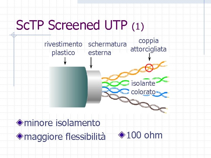 Sc. TP Screened UTP (1) coppia rivestimento schermatura attorcigliata plastico esterna isolante colorato minore