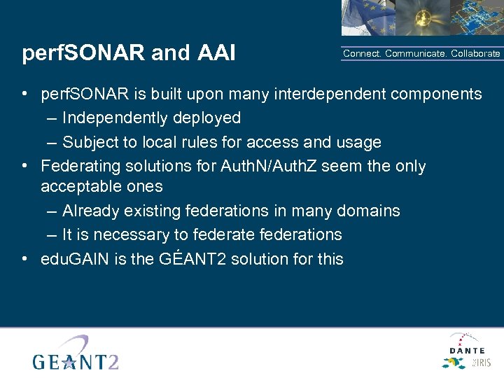 perf. SONAR and AAI Connect. Communicate. Collaborate • perf. SONAR is built upon many