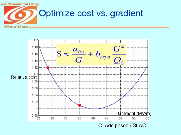 U. S. Department of Energy Optimize cost vs. gradient Office of Science Relative cost