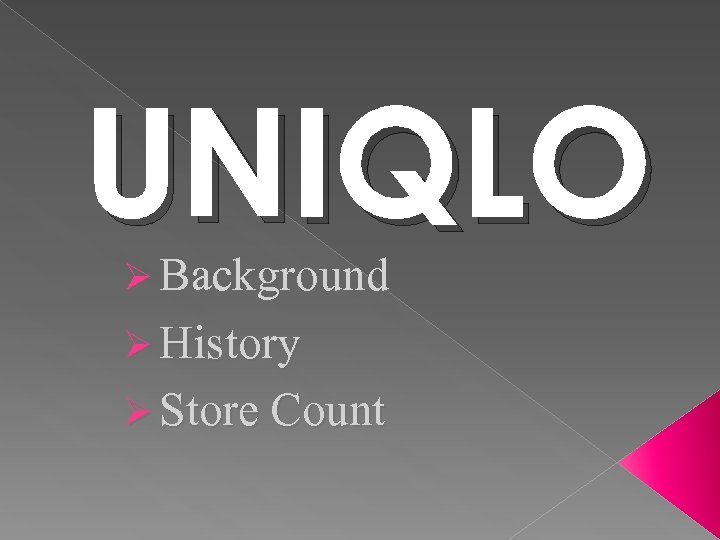 UNIQLO Ø Background Ø History Ø Store Count 