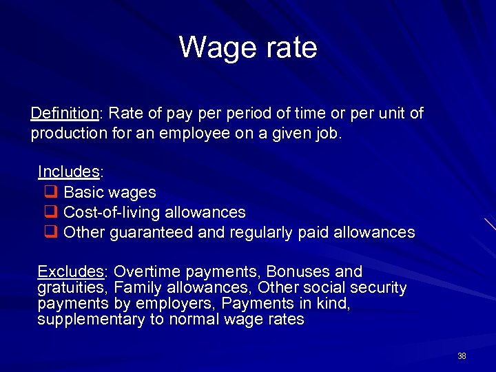 Wage rate Definition: Rate of pay period of time or per unit of production