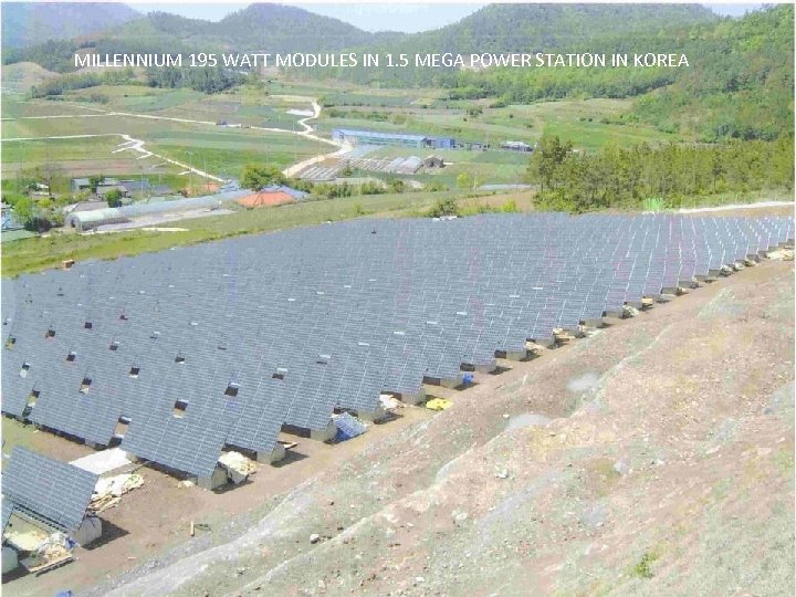 MILLENNIUM 195 WATT MODULES IN 1. 5 MEGA POWER STATION IN KOREA 