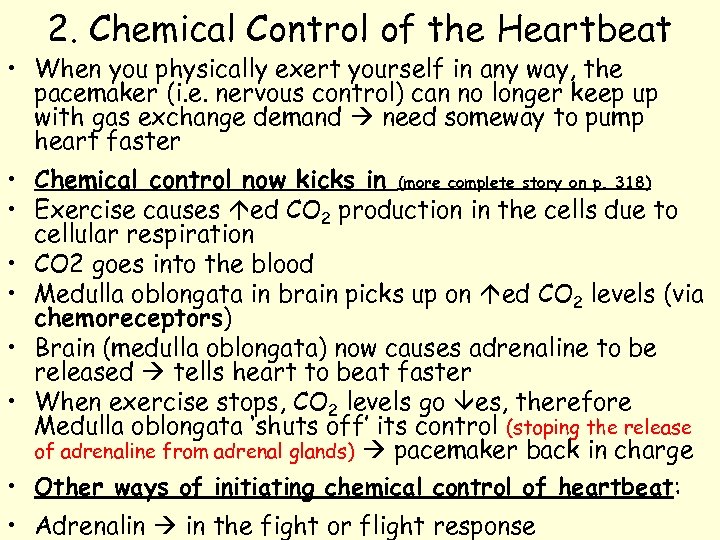 2. Chemical Control of the Heartbeat • When you physically exert yourself in any