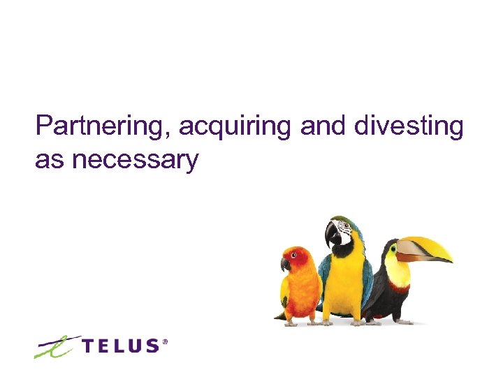 Partnering, acquiring and divesting as necessary 