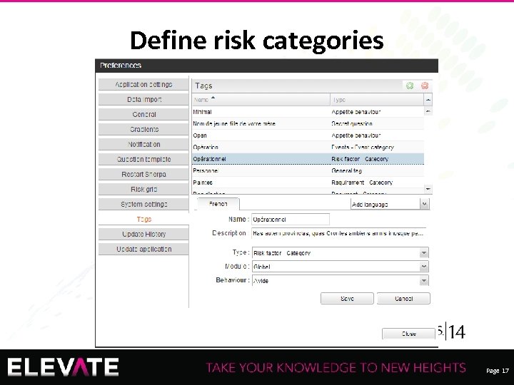 Define risk categories Recording of this session via any media type is strictly prohibited.