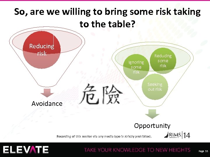 So, are we willing to bring some risk taking to the table? Reducing risk