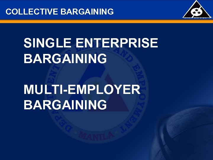 COLLECTIVE BARGAINING SINGLE ENTERPRISE BARGAINING MULTI-EMPLOYER BARGAINING 