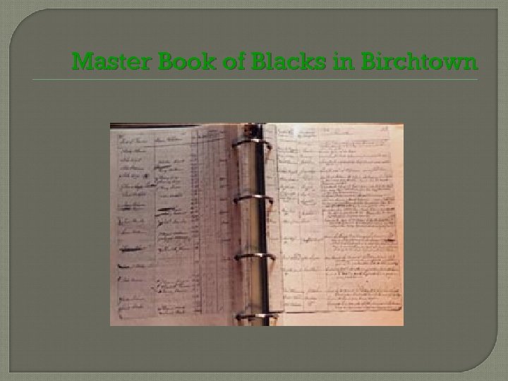 Master Book of Blacks in Birchtown 