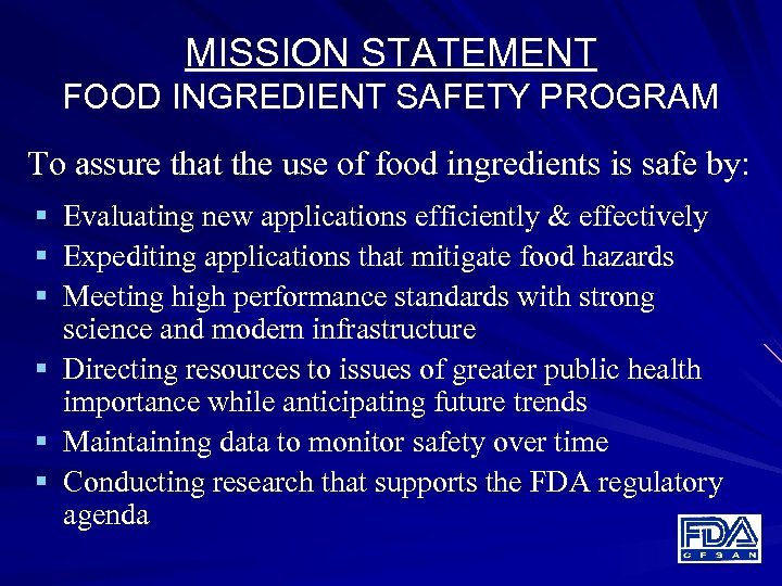 Additives and Ingredients Subcommittee Food Advisory Committee The