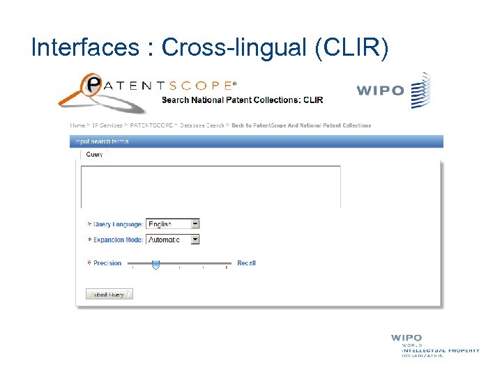 Interfaces : Cross-lingual (CLIR) 