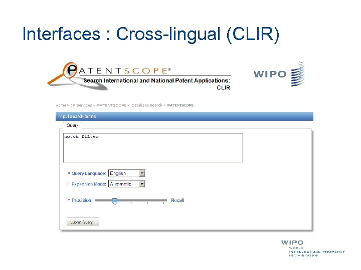 Interfaces : Cross-lingual (CLIR) 