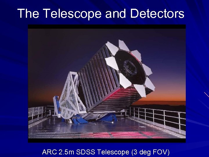 The Telescope and Detectors ARC 2. 5 m SDSS Telescope (3 deg FOV) 