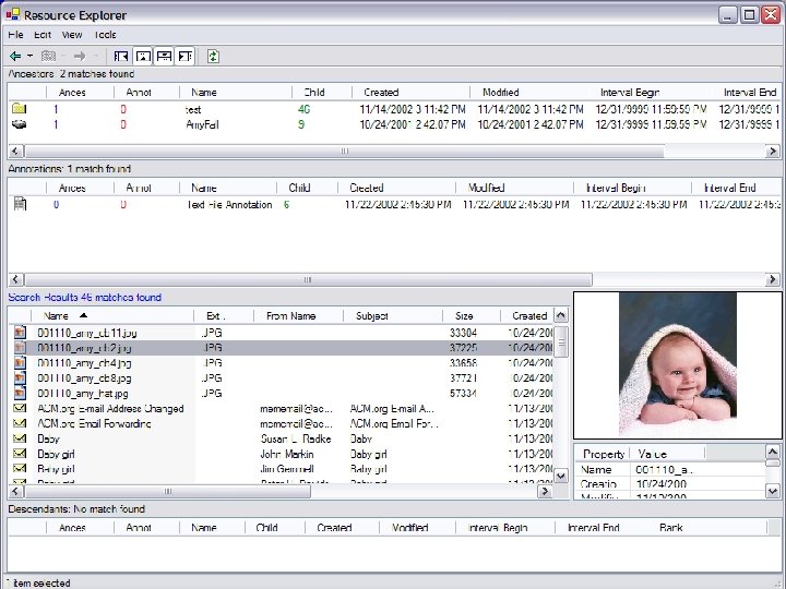 Resource explorer Ancestor (collections), annotations, descendant & preview panes turned on 