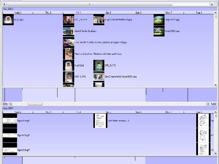 Synchronized timelines with histogram guide 