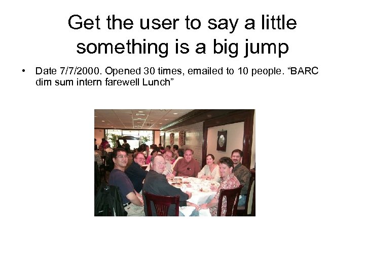 Get the user to say a little something is a big jump • Date