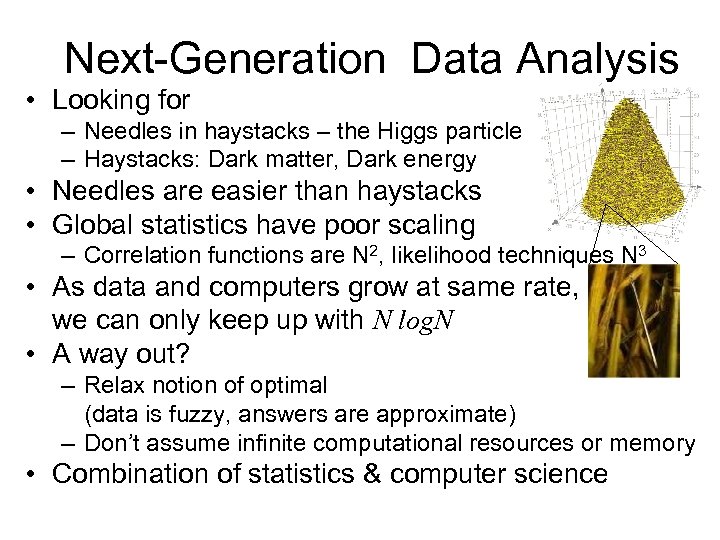 Next-Generation Data Analysis • Looking for – Needles in haystacks – the Higgs particle