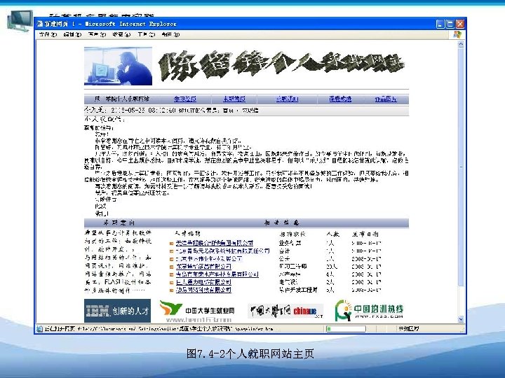 61 图 7. 4 -2个人就职网站主页 