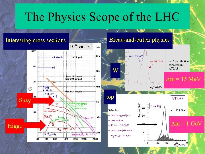 The Physics Scope of the LHC Interesting cross sections Bread-and-butter physics W Δm =